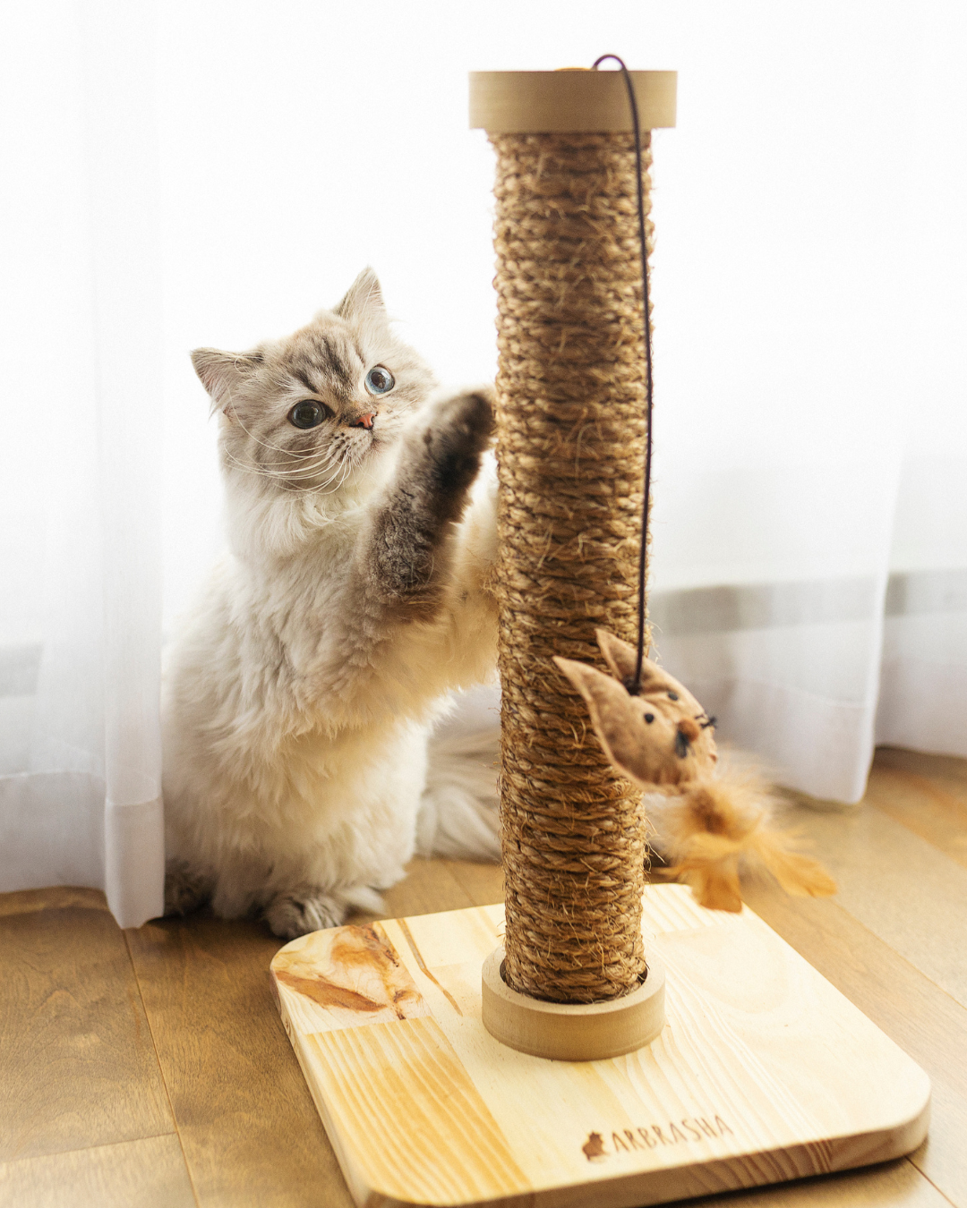 100 recycled wood cat scratching post made in Quebec Canada